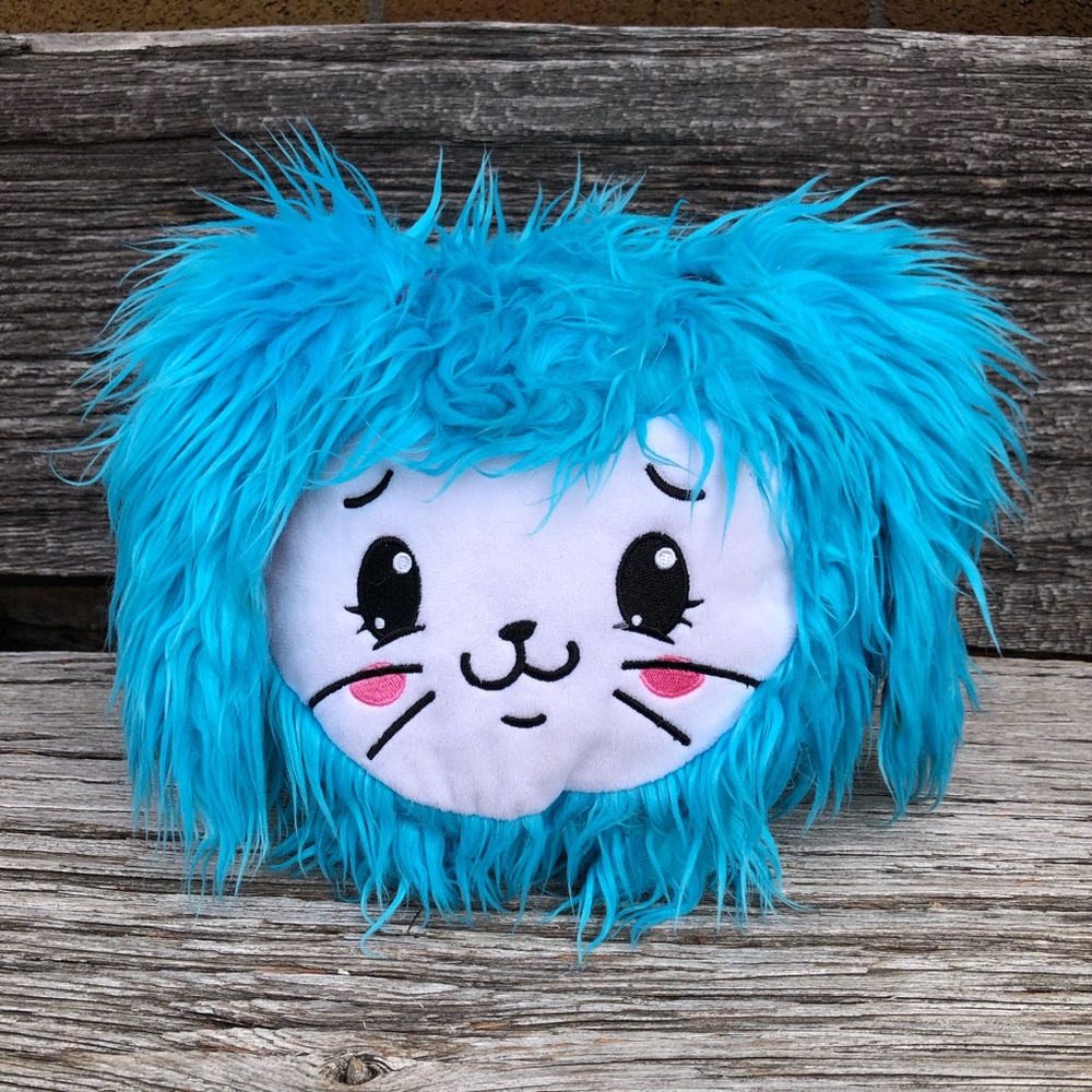 Jumbo Pikmi Pop Huddy the Blue Fluffy Bunny long fur Pikmi Pops plush toy💙